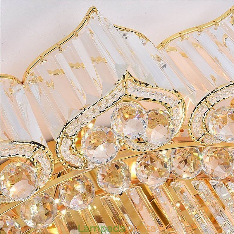 Elegante lustre de cristal redondo embutido em forma de flor