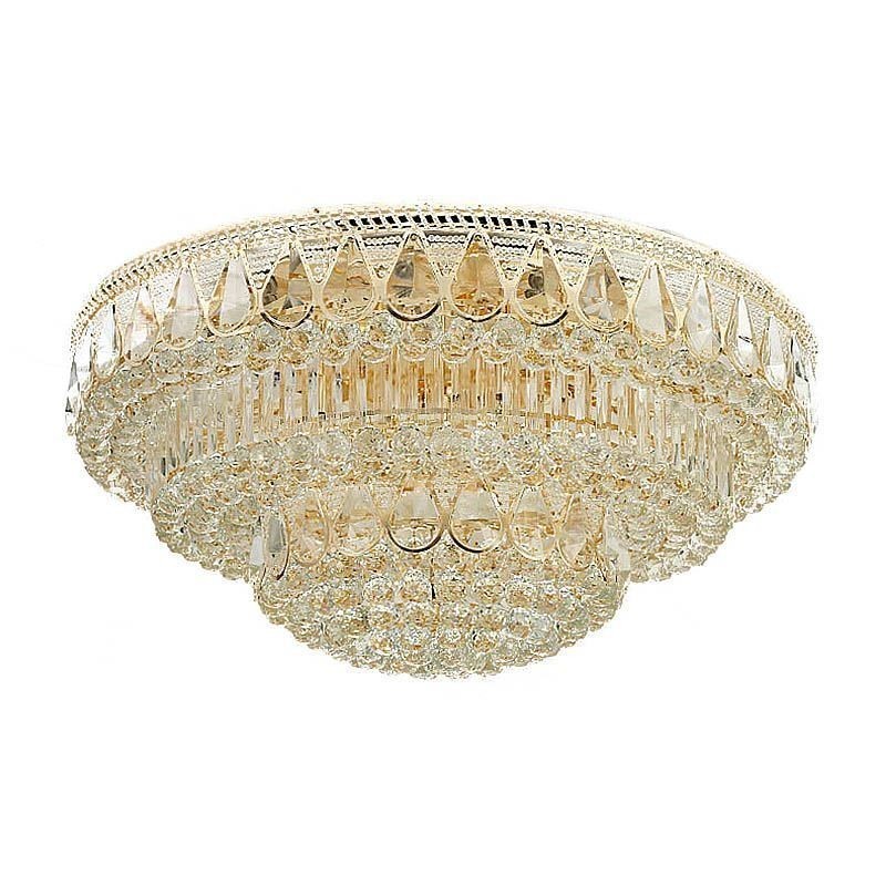 Luminária de teto de cristal de luxo embutida, luz redonda