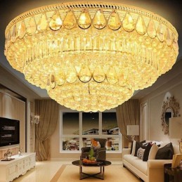 Luminária de teto de cristal de luxo embutida, luz redonda