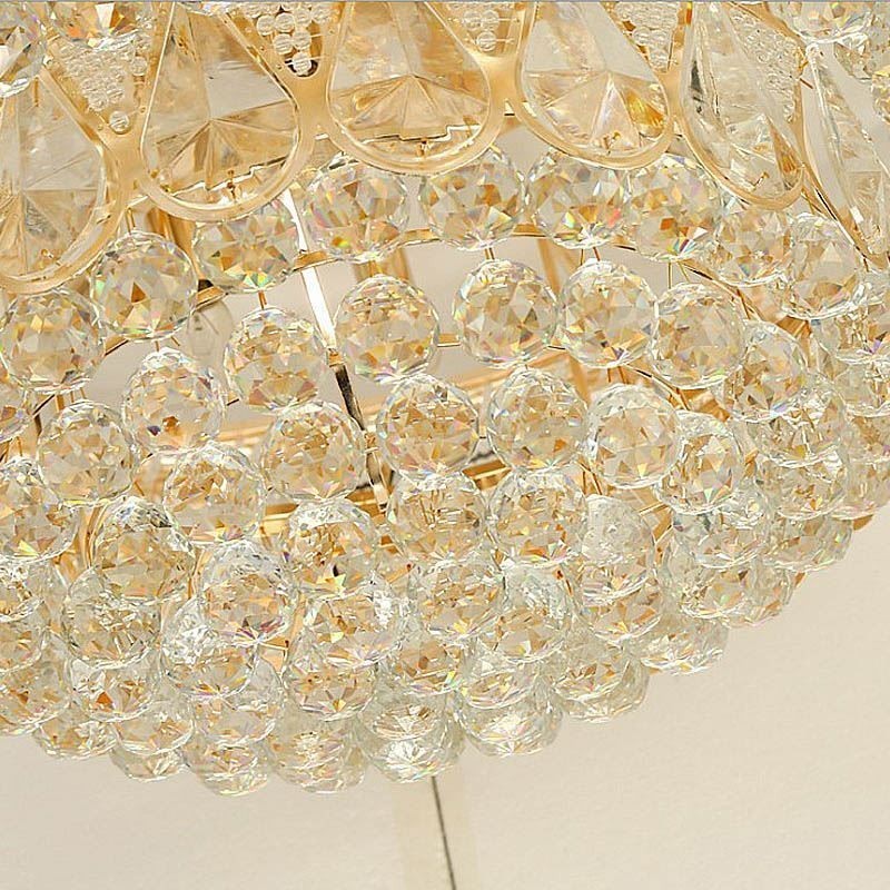 Luminária de teto de cristal de luxo embutida, luz redonda