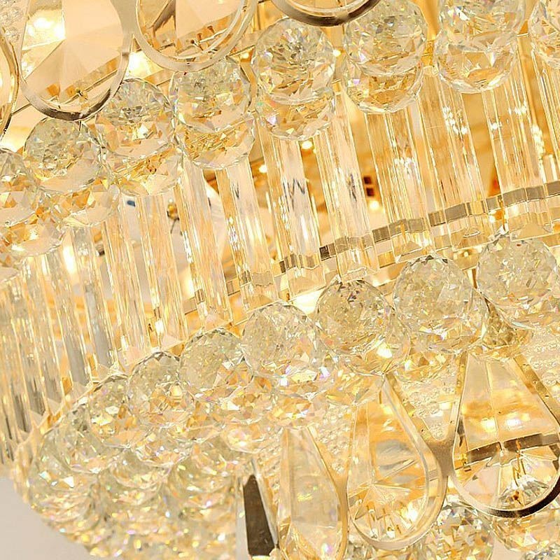 Luminária de teto de cristal de luxo embutida, luz redonda