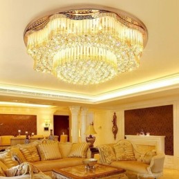Luminária de teto de cristal embutida contemporânea, iluminação redonda de luxo