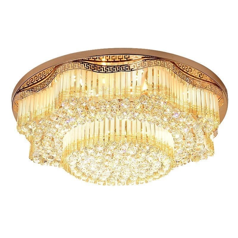 Luminária de teto de cristal embutida contemporânea, iluminação redonda de luxo