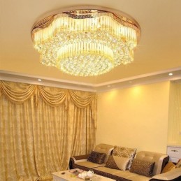 Luminária de teto de cristal embutida contemporânea, iluminação redonda de luxo