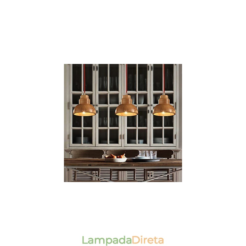 Lustre Mini Estilo Tradicional Clássico Madeira Bambu