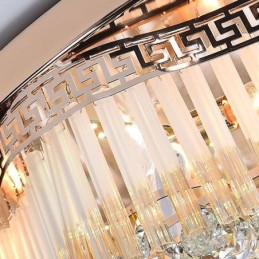 Luminária de teto de cristal embutida contemporânea, iluminação redonda de luxo