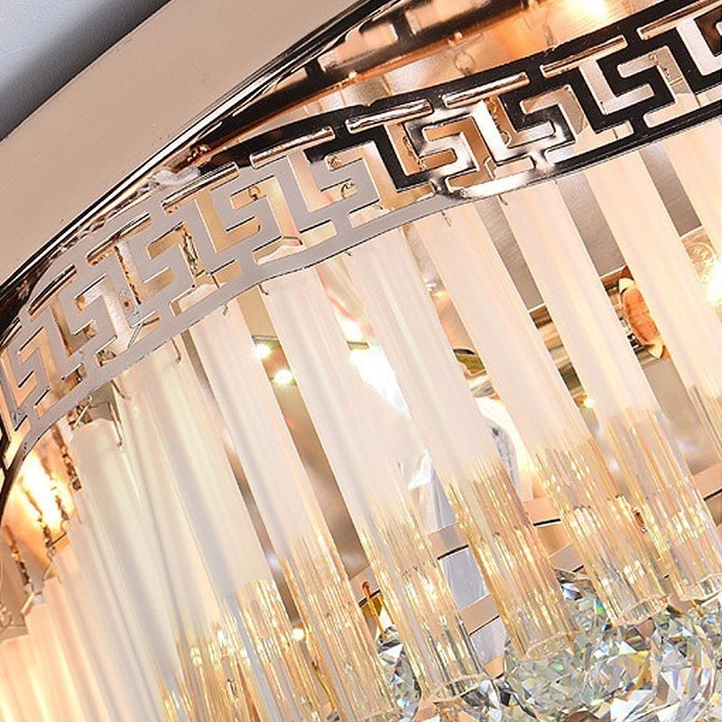 Luminária de teto de cristal embutida contemporânea, iluminação redonda de luxo