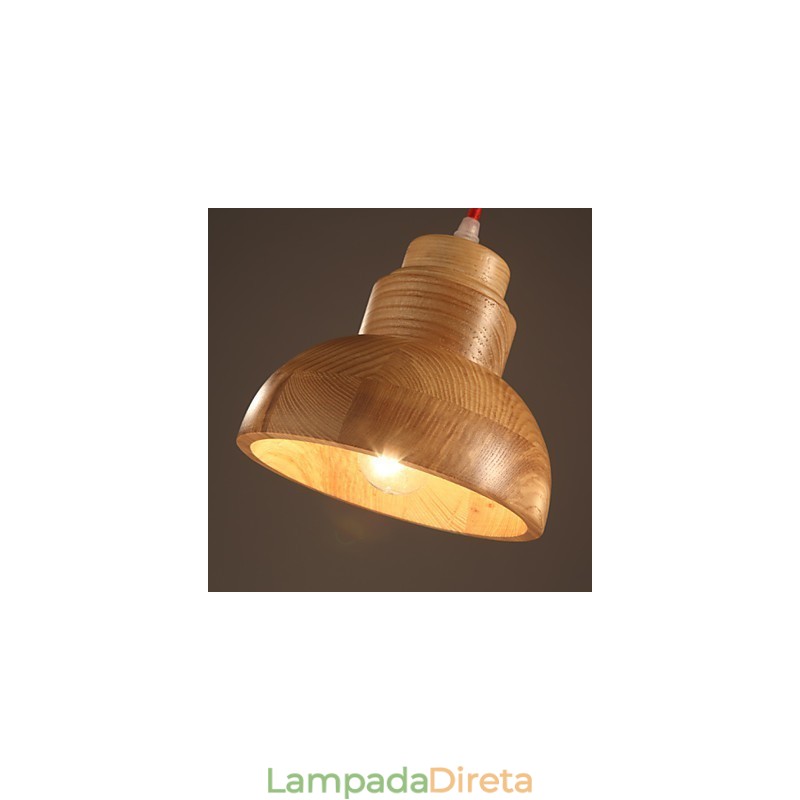 Lustre Mini Estilo Tradicional Clássico Madeira Bambu