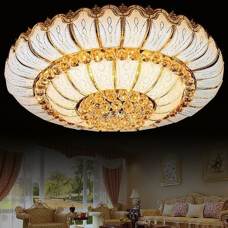 Luminária de teto de cristal redonda contemporânea simples embutida