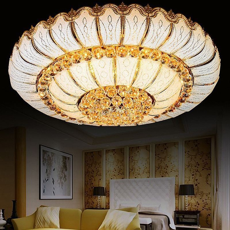 Luminária de teto de cristal redonda contemporânea simples embutida