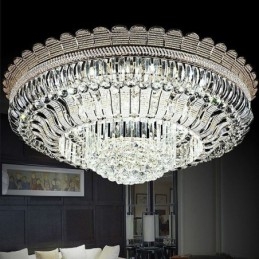 Luminária de teto de cristal de luxo, iluminação redonda embutida dourada