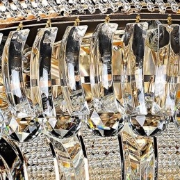 Luminária de teto de cristal de luxo, iluminação redonda embutida dourada