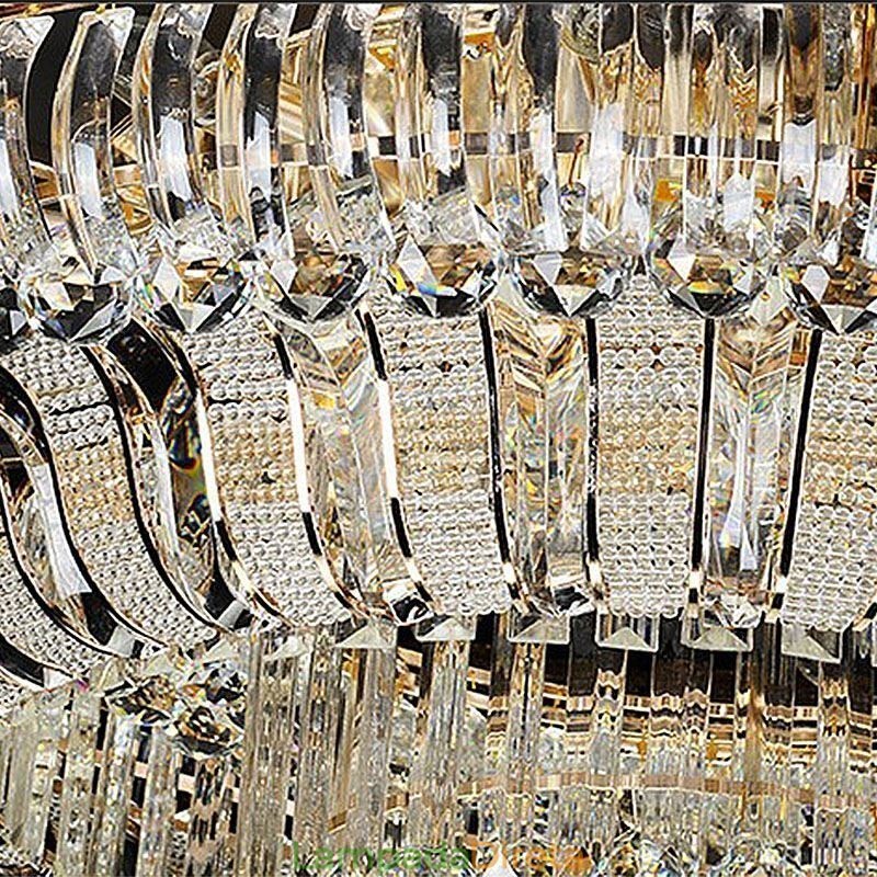 Luminária de teto de cristal de luxo, iluminação redonda embutida dourada