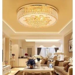 Elegante luminária embutida de teto em cristal dourado