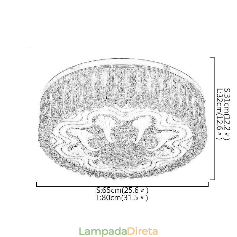 Elegante luminária embutida de teto em cristal dourado