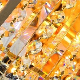 Elegante luminária embutida de teto em cristal dourado