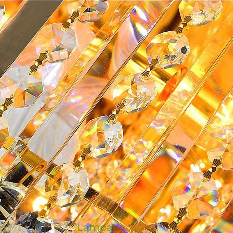 Elegante luminária embutida de teto em cristal dourado