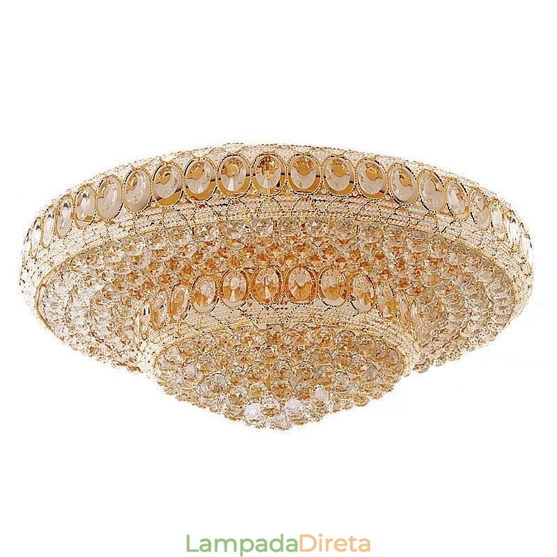 Luminária de teto de cristal de luxo europeia redonda embutida