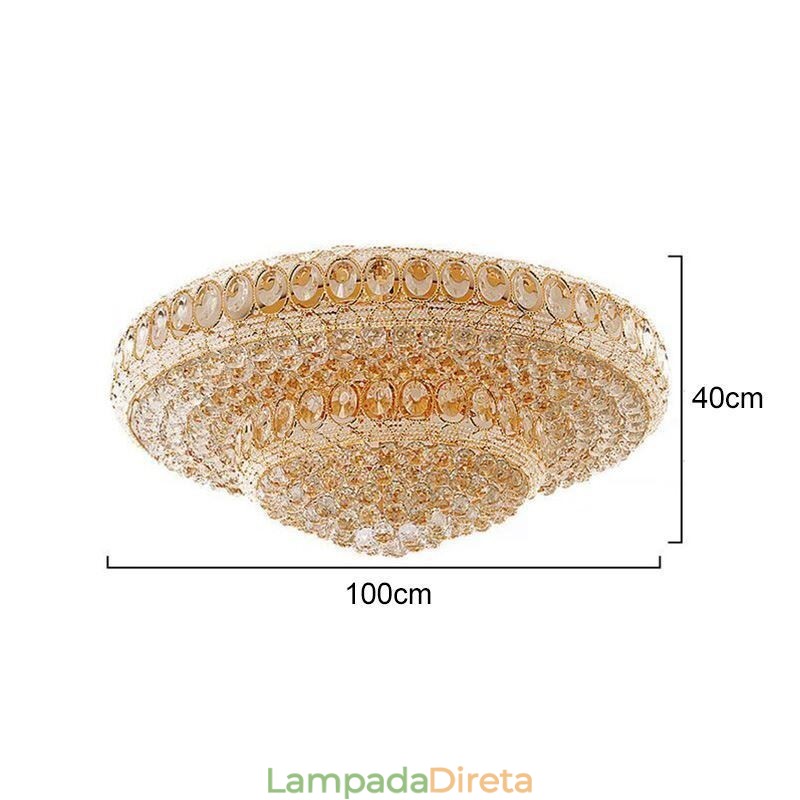 Luminária de teto de cristal de luxo europeia redonda embutida
