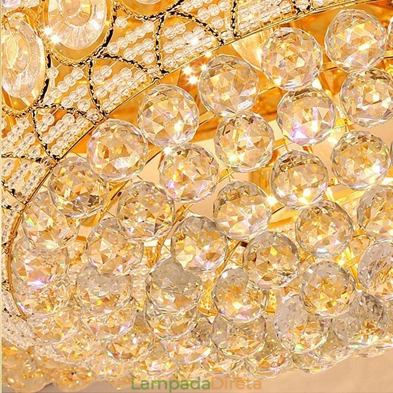 Luminária de teto de cristal de luxo europeia redonda embutida