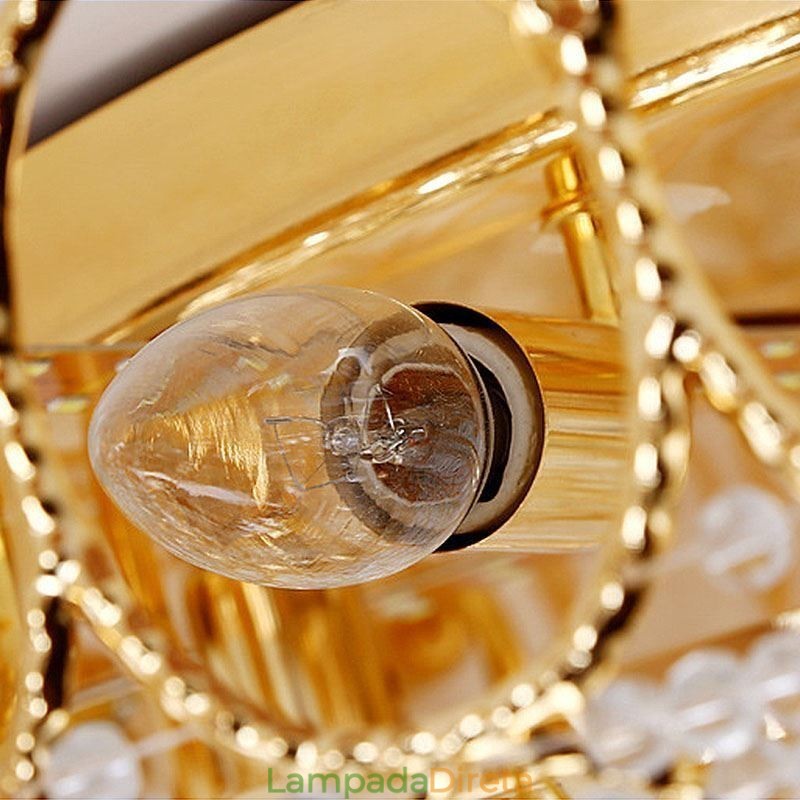 Luminária de teto de cristal de luxo europeia redonda embutida