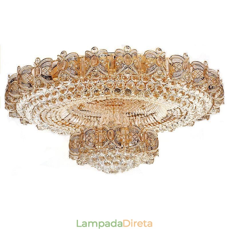 Luminária de teto moderna de cristal dourado redonda embutida