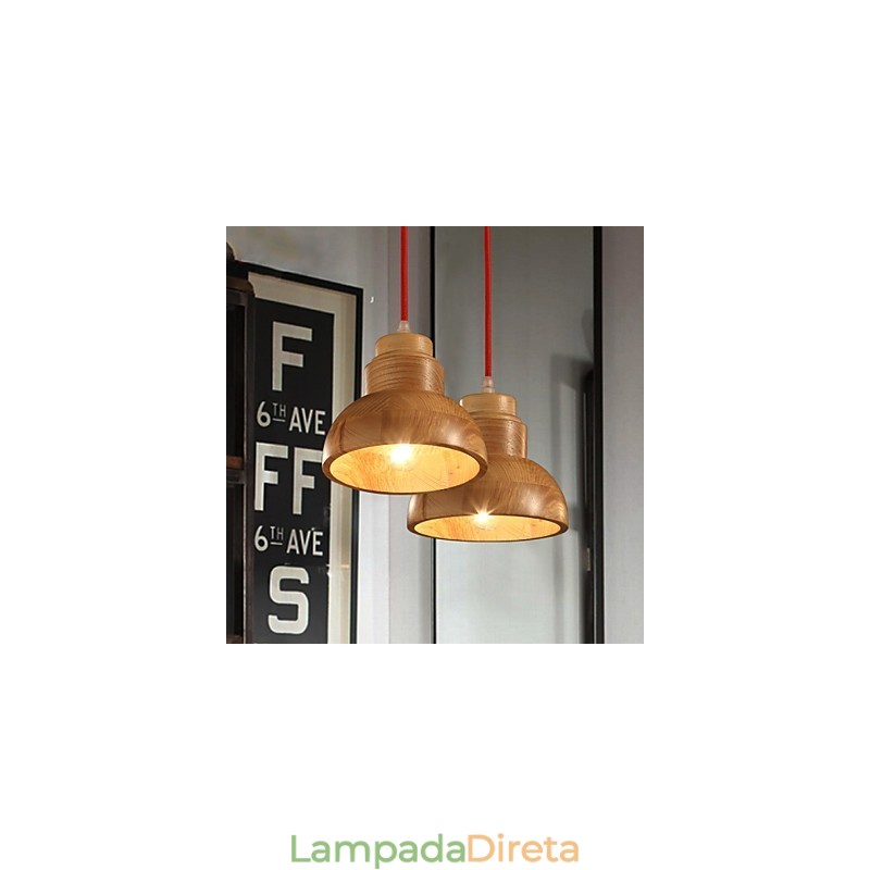 Lustre Mini Estilo Tradicional Clássico Madeira Bambu