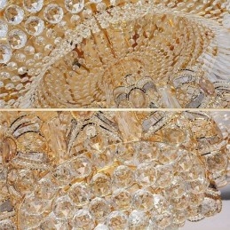Luminária de teto moderna de cristal dourado redonda embutida