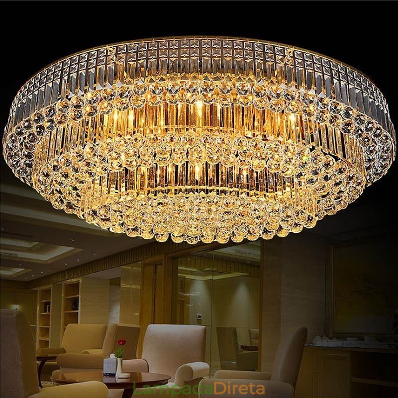 Luminária de teto de cristal embutida, luz oval europeia