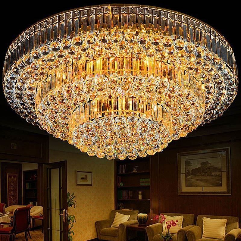 Luminária de teto de cristal embutida Iluminação redonda europeia