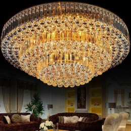 Luminária de teto de cristal embutida Iluminação redonda europeia