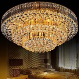 Luminária de teto de cristal embutida Iluminação redonda europeia