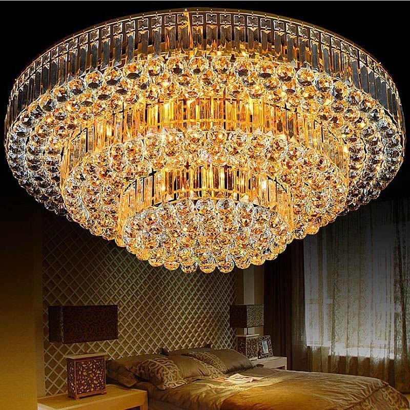 Luminária de teto de cristal embutida Iluminação redonda europeia