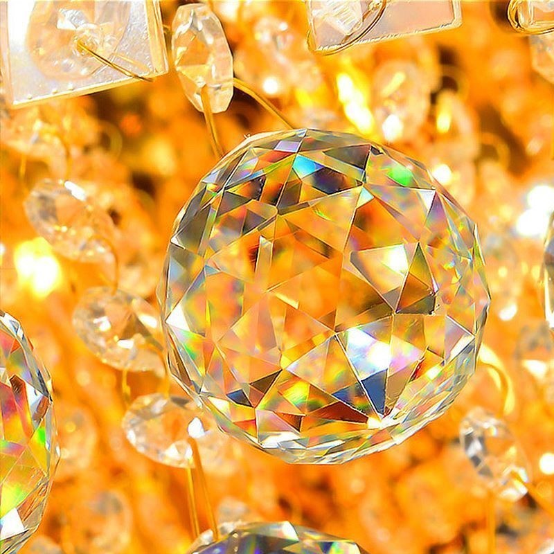 Luminária de teto de cristal embutida Iluminação redonda europeia