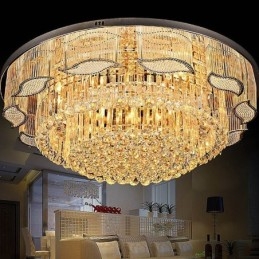 Luminária de teto de cristal contemporânea simples redonda embutida luminária de montagem