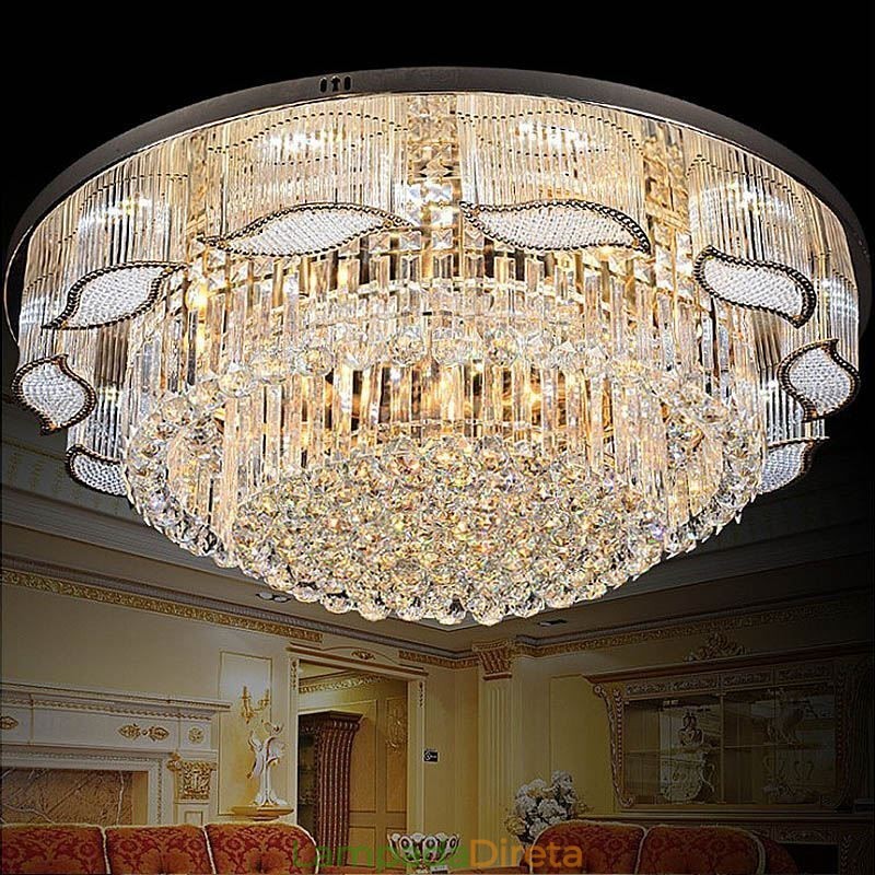 Luminária de teto de cristal contemporânea simples redonda embutida luminária de montagem