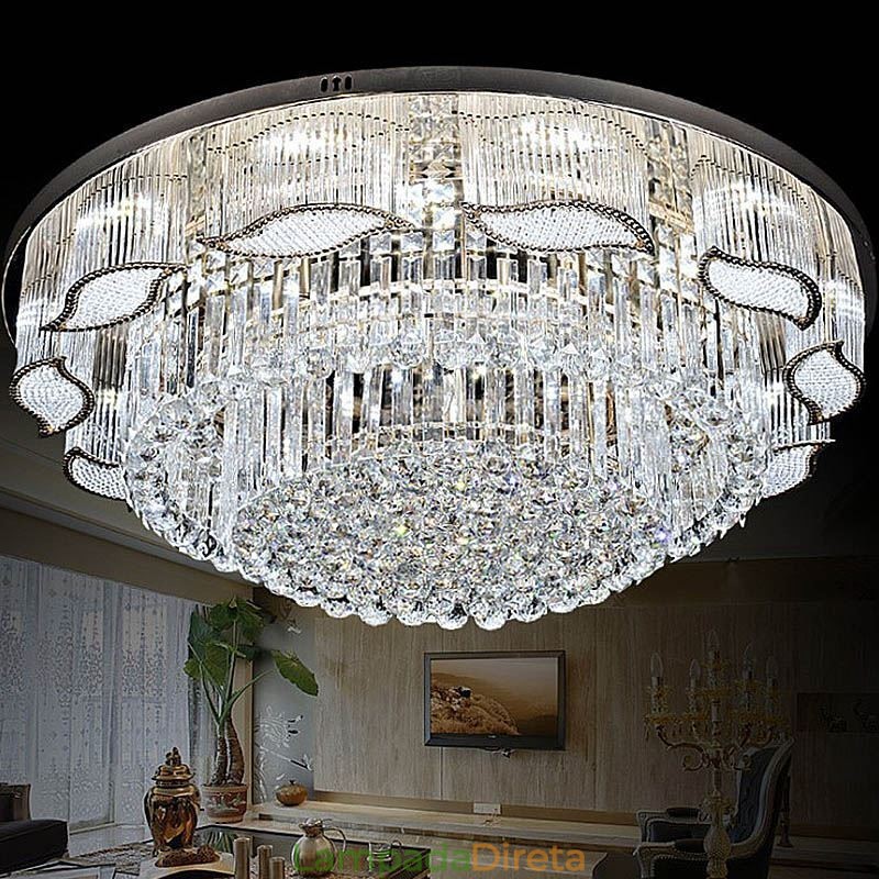 Luminária de teto de cristal contemporânea simples redonda embutida luminária de montagem