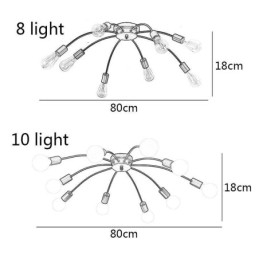 Luminária de teto Spider, luminária de jantar antiga, clássica, embutida, 8 10 braços