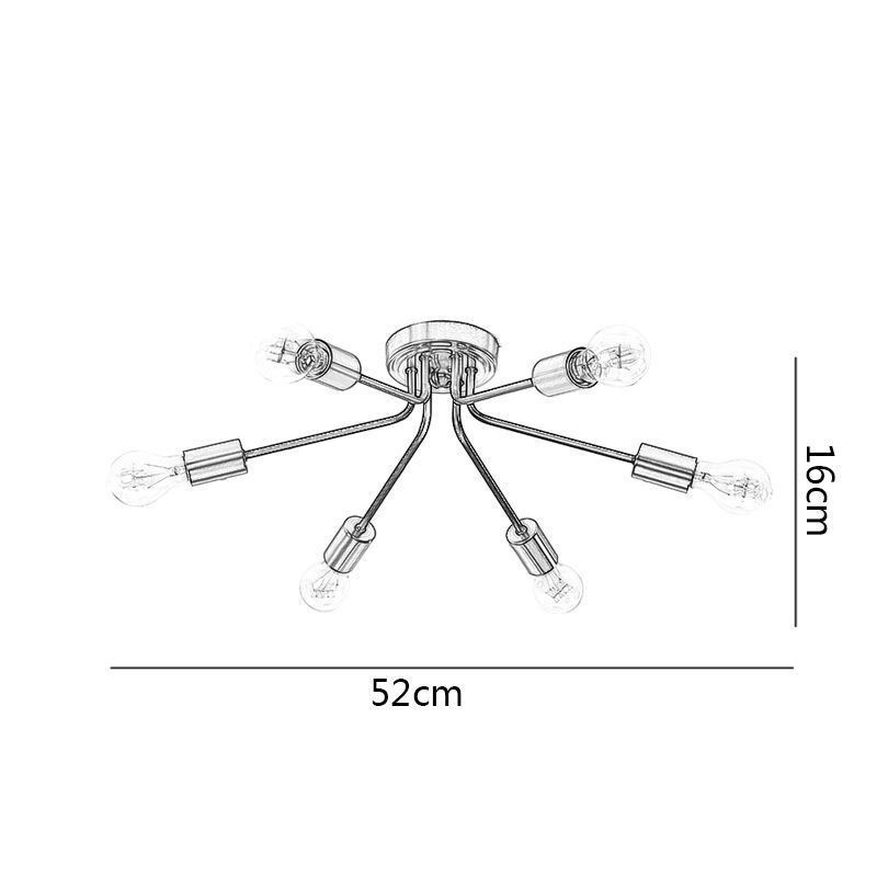 Lustre Sputnik 6 luzes semi embutidas luminária de teto