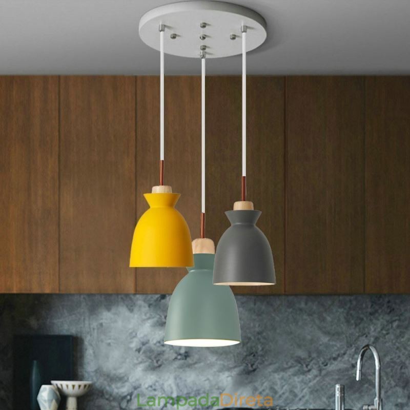 Luminária pendente nórdica simples Macaron Iron Arti Three Lights