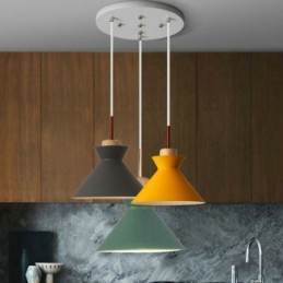 Nordic Macaron Island 3 Luzes Pendentes Iluminação Simples Ferro Arti Três Luzes