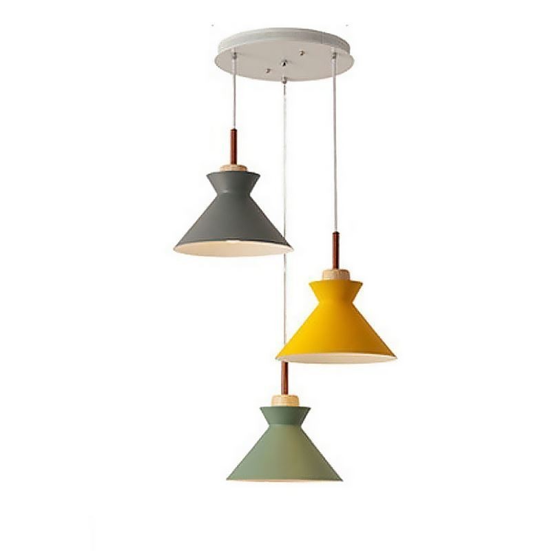 Nordic Macaron Island 3 Luzes Pendentes Iluminação Simples Ferro Arti Três Luzes