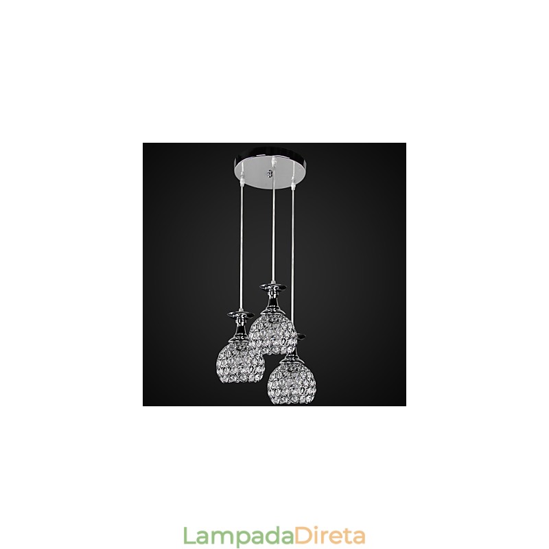 Lustre de Cristal Moderno Contemporâneo Metal