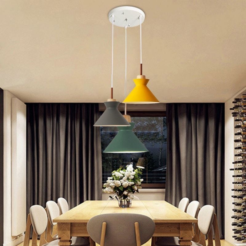 Nordic Macaron Island 3 Luzes Pendentes Iluminação Simples Ferro Arti Três Luzes