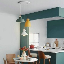Macaron Pendant Light Nordic Simple Iron Arti Três luzes Luminária