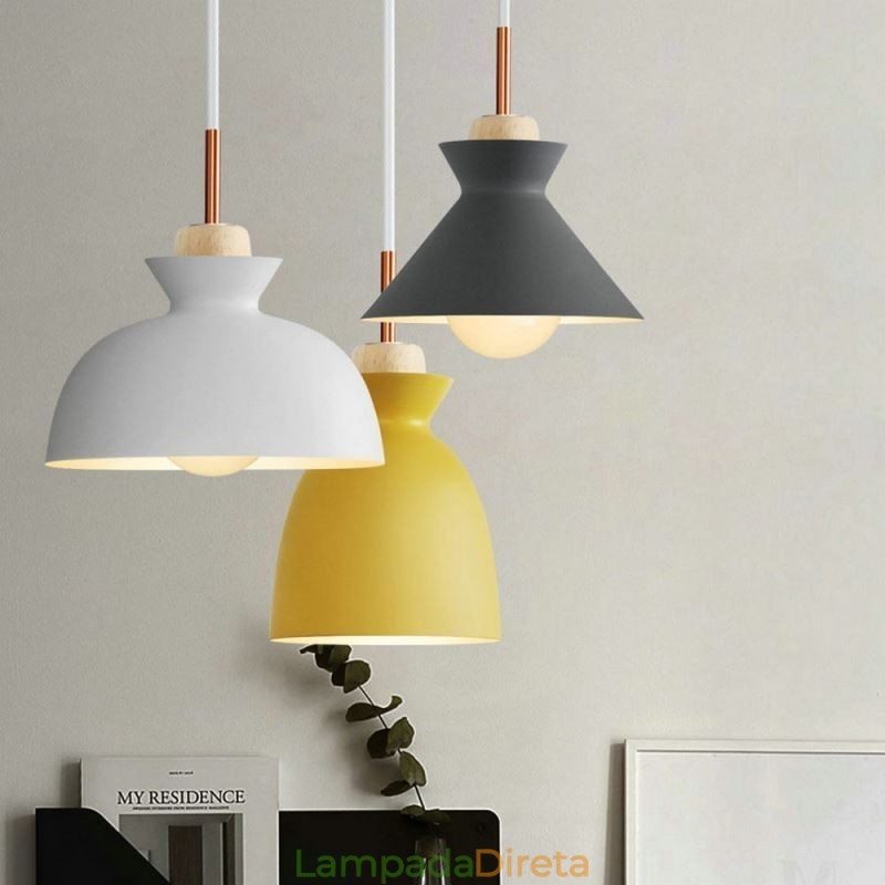 Macaron Pendant Light Nordic Simple Iron Arti Três luzes Luminária