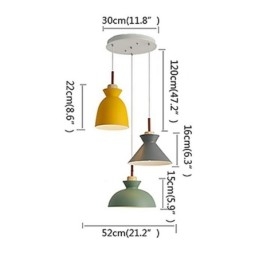 Macaron Pendant Light Nordic Simple Iron Arti Três luzes Luminária