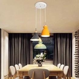 Macaron Pendant Light Nordic Simple Iron Arti Três luzes Luminária