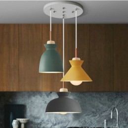 Macaron Pendant Light Nordic Simple Iron Arti Três luzes Luminária