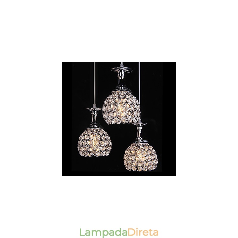 Lustre de Cristal Moderno Contemporâneo Metal